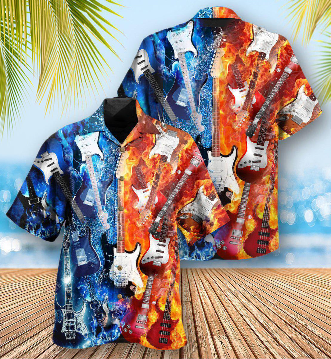Guitar Hawaiian Shirt With All Over Print For Island Trips Summer Gatherings And Comfortable Daily Wear