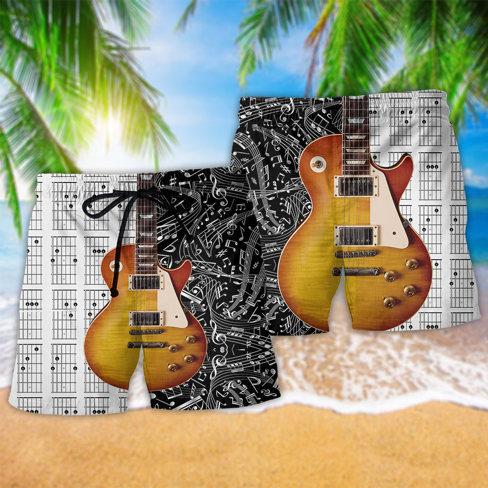 Guitar Les Paul Guitar Musician Classic Hawaiian Beach Shorts For Summer Festivals And Travel