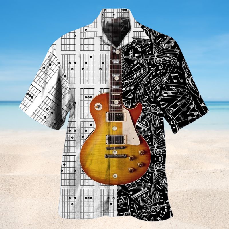 Guitar Electric Musician Hawaiian Shirt For Coastal Travel, Casual Events, And Comfortable Summer Wear