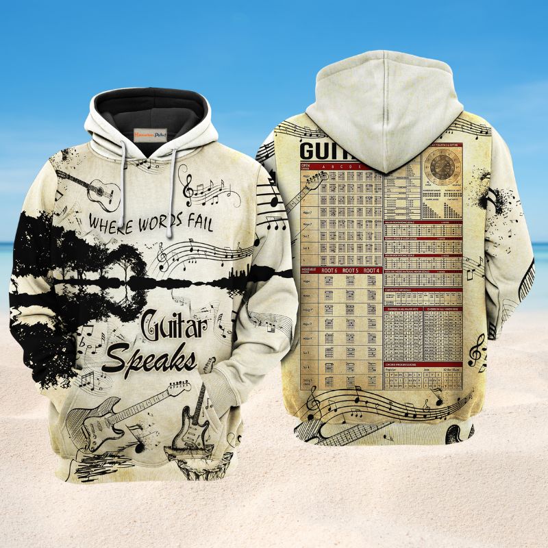 Guitar Speaks Love Hoodie For Musicians Outdoor Activities And Creative Gift Ideas