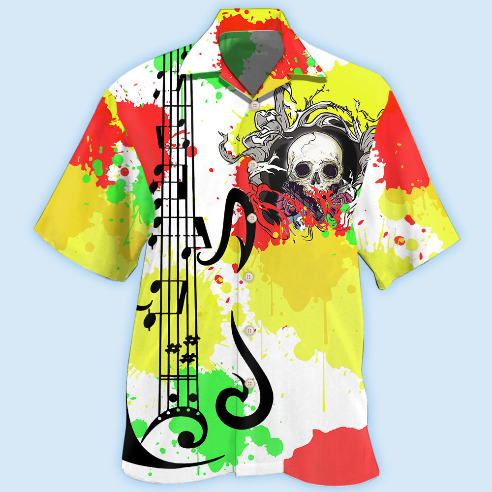 Creative Colorful Guitar Hawaiian Shirt For Tropical Holidays, Outdoor Gatherings, And Everyday Comfort
