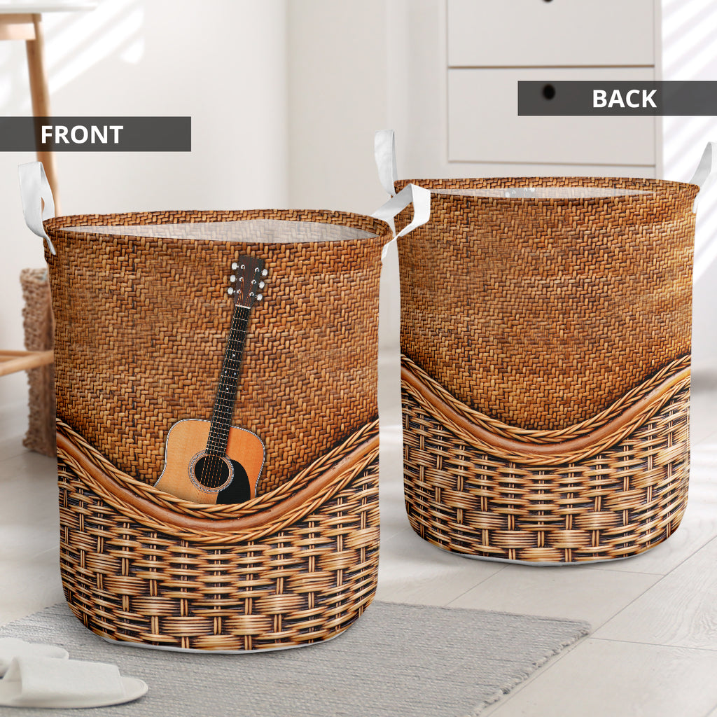 Guitar Rattan Texture Laundry Basket For Room Home Organizer
