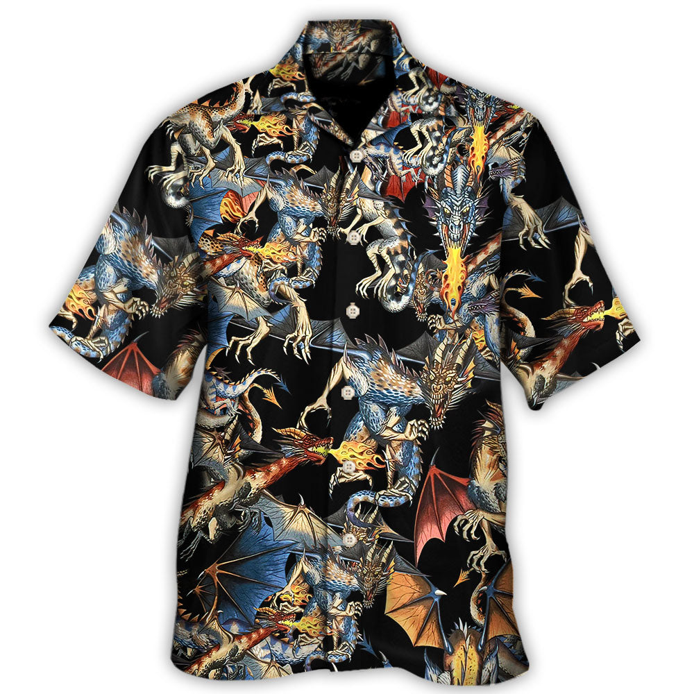 Dragon Breathing Fire Hawaiian Shirt Fabric Pattern Detail For Beach Days
