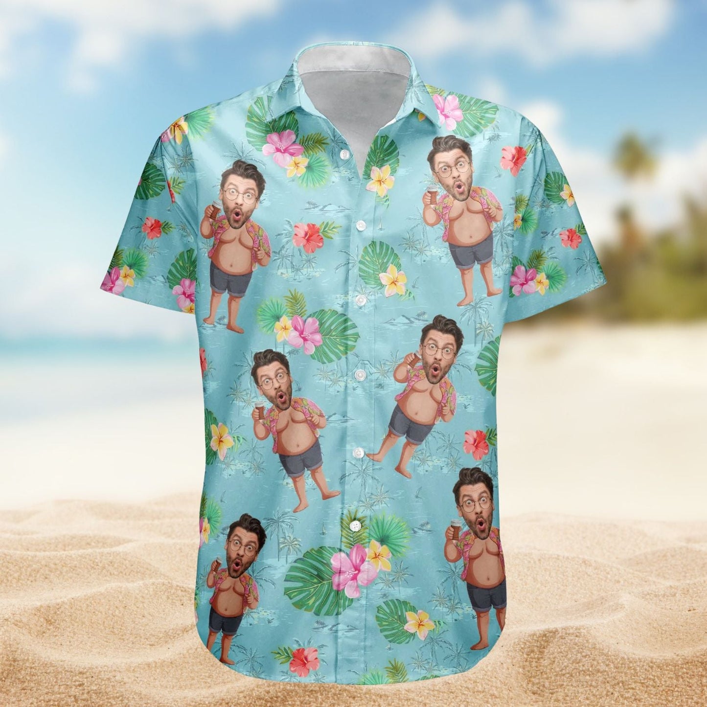 Funny Custom Face Personalized Photo Hawaiian Shirt For Summer Vacation, Beach Travel, And Relaxed Casual Everyday Wear