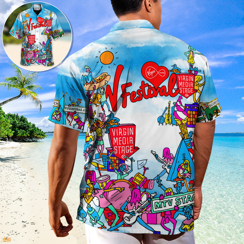 Music Festival Hawaiian Shirt All Over Print Detail For Vacation Style