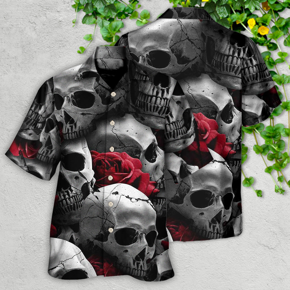 Skull Death Rose Hawaiian Shirt Artwork View For Weekend Travel And Beach Style