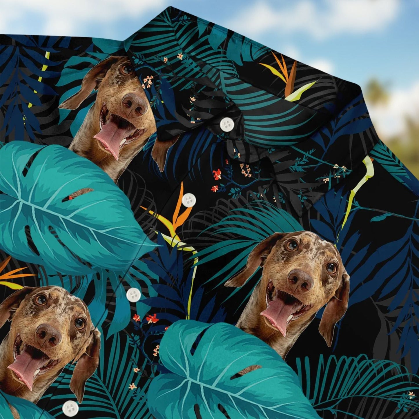 Black Tropical Funny Cat Custom Photo Family Hawaiian Shirt For Personalized Vacation Style And Beach Travel