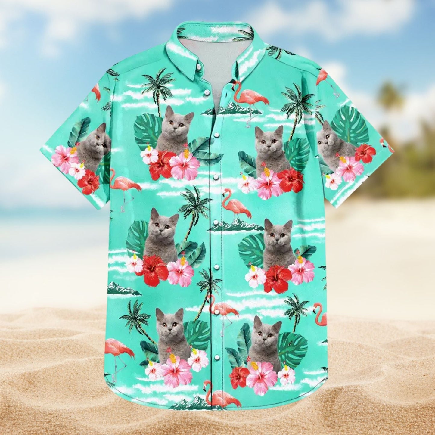 Custom Photo Pet Face Ready Beach Personalized Hawaiian Shirt For Beach Days And Outdoor Gatherings