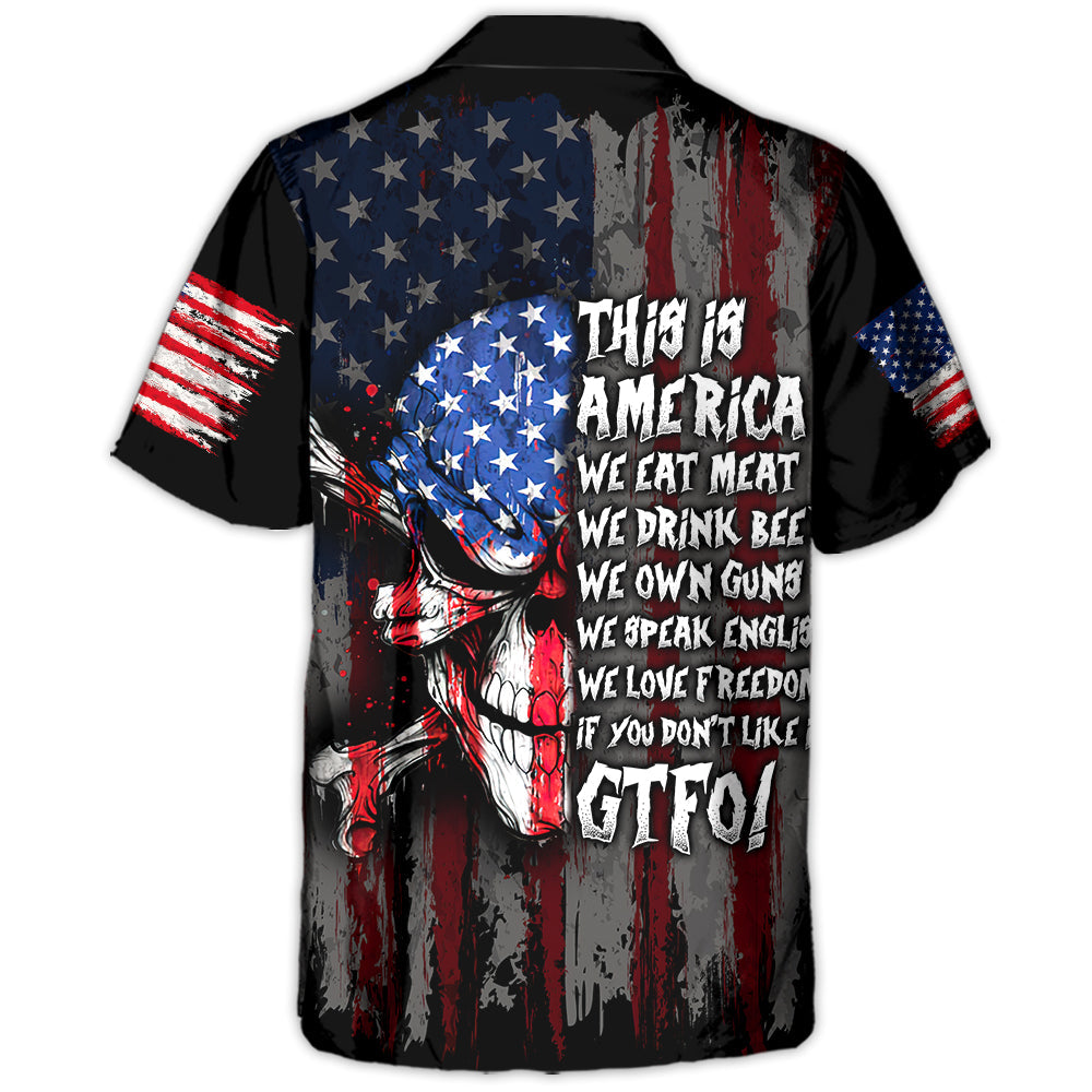 American Skull Hawaiian Shirt Design View For Outdoor Gatherings