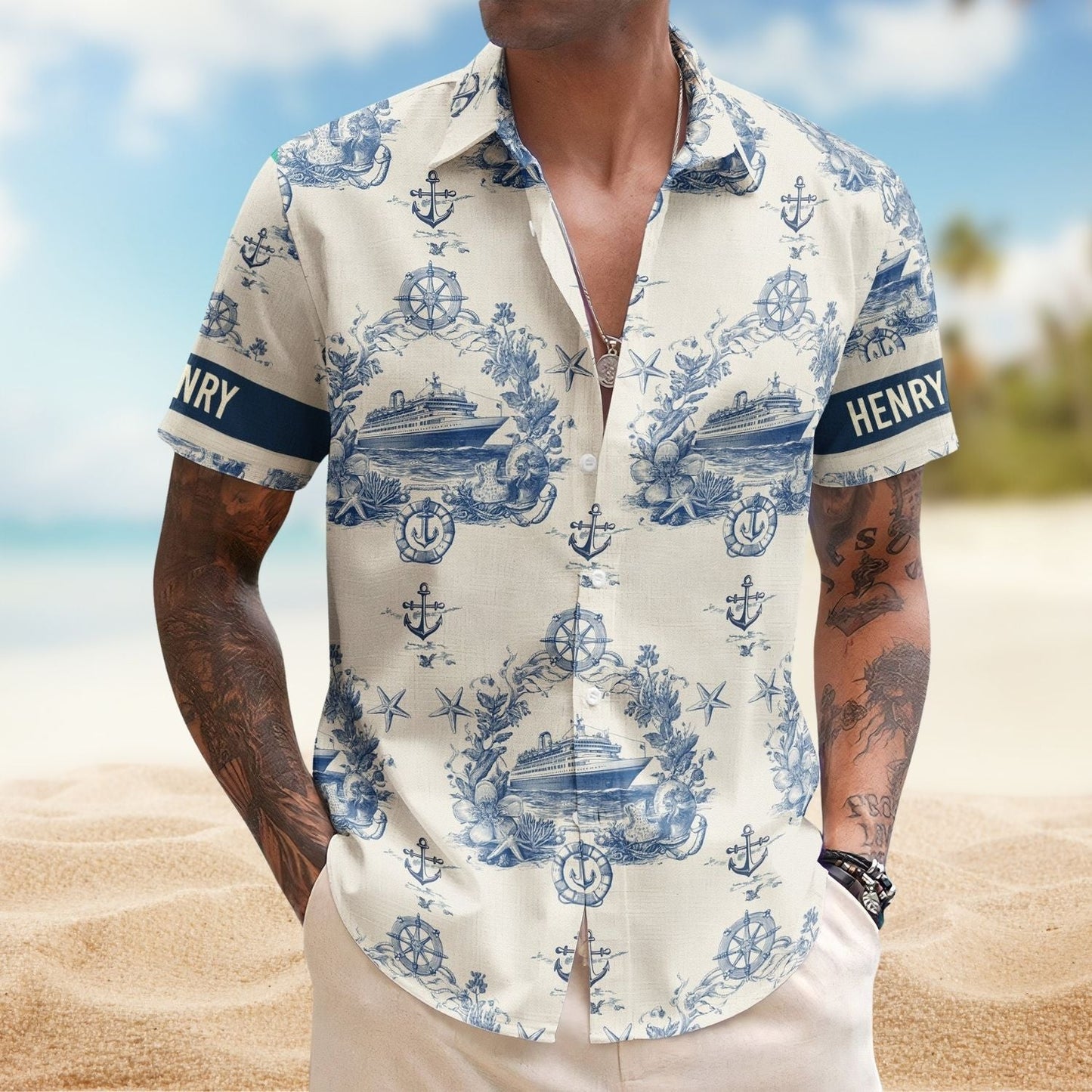 Ship Cruise Nautical Personalized Hawaiian Shirt For Summer Vacation And Beach Travel