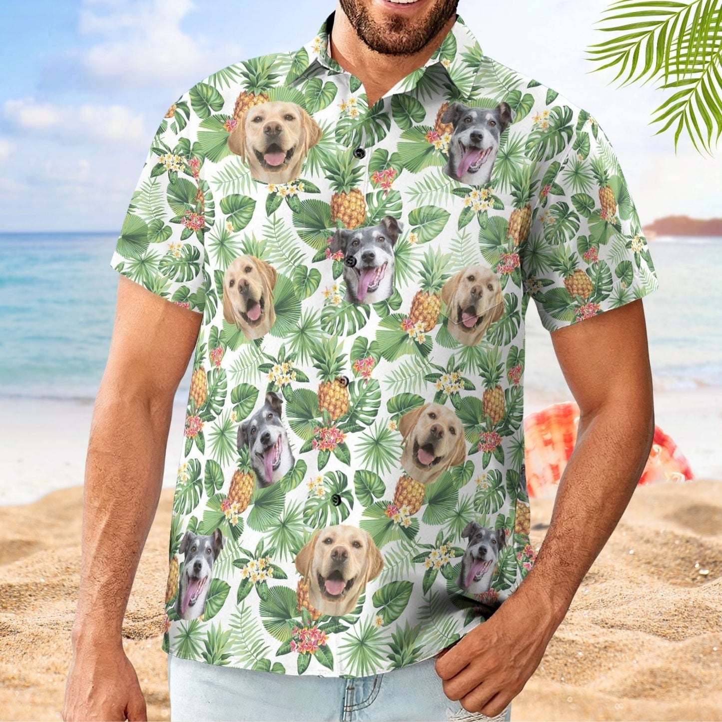 Tropical Aloha Custom Pet Face Personalized Photo Hawaiian Shirt For Personalized Vacation Style And Beach Travel