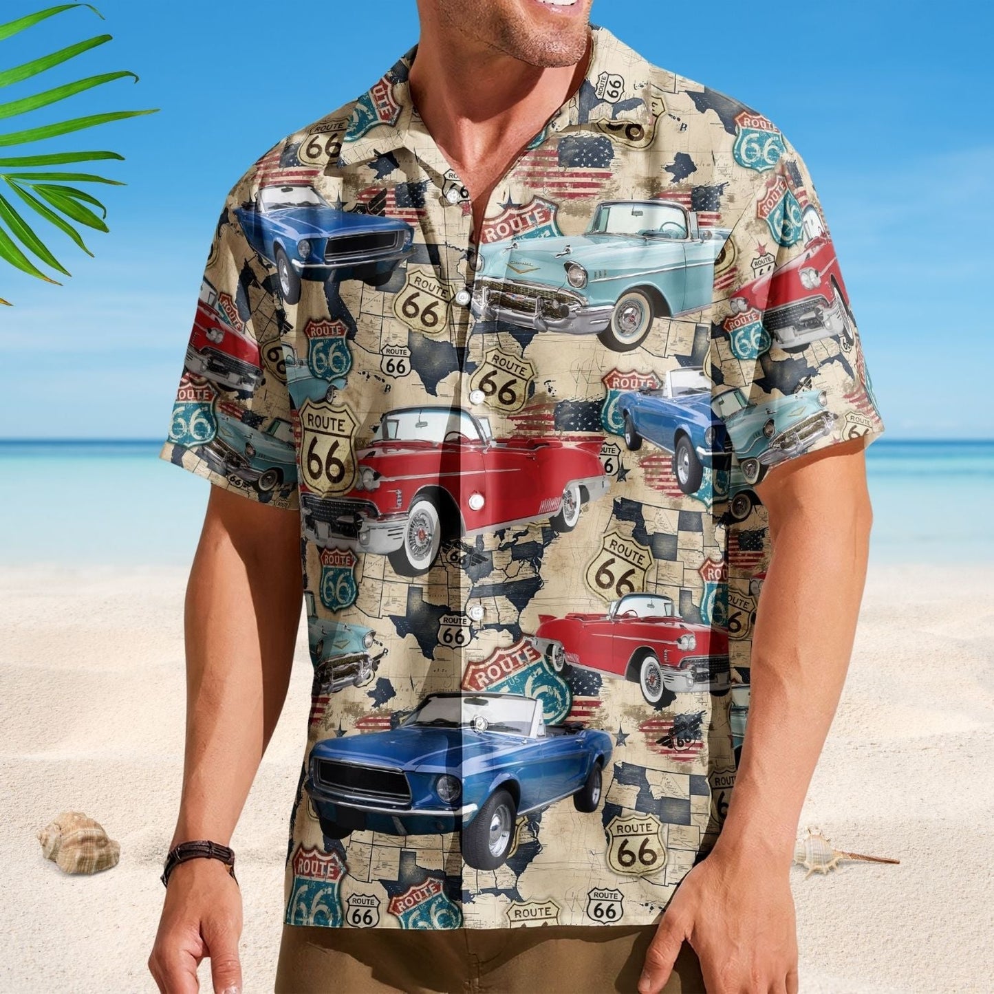Vintage Car Muscle Aloha Men Custom Photo Hawaiian Shirt For Personalized Vacation Style And Beach Travel