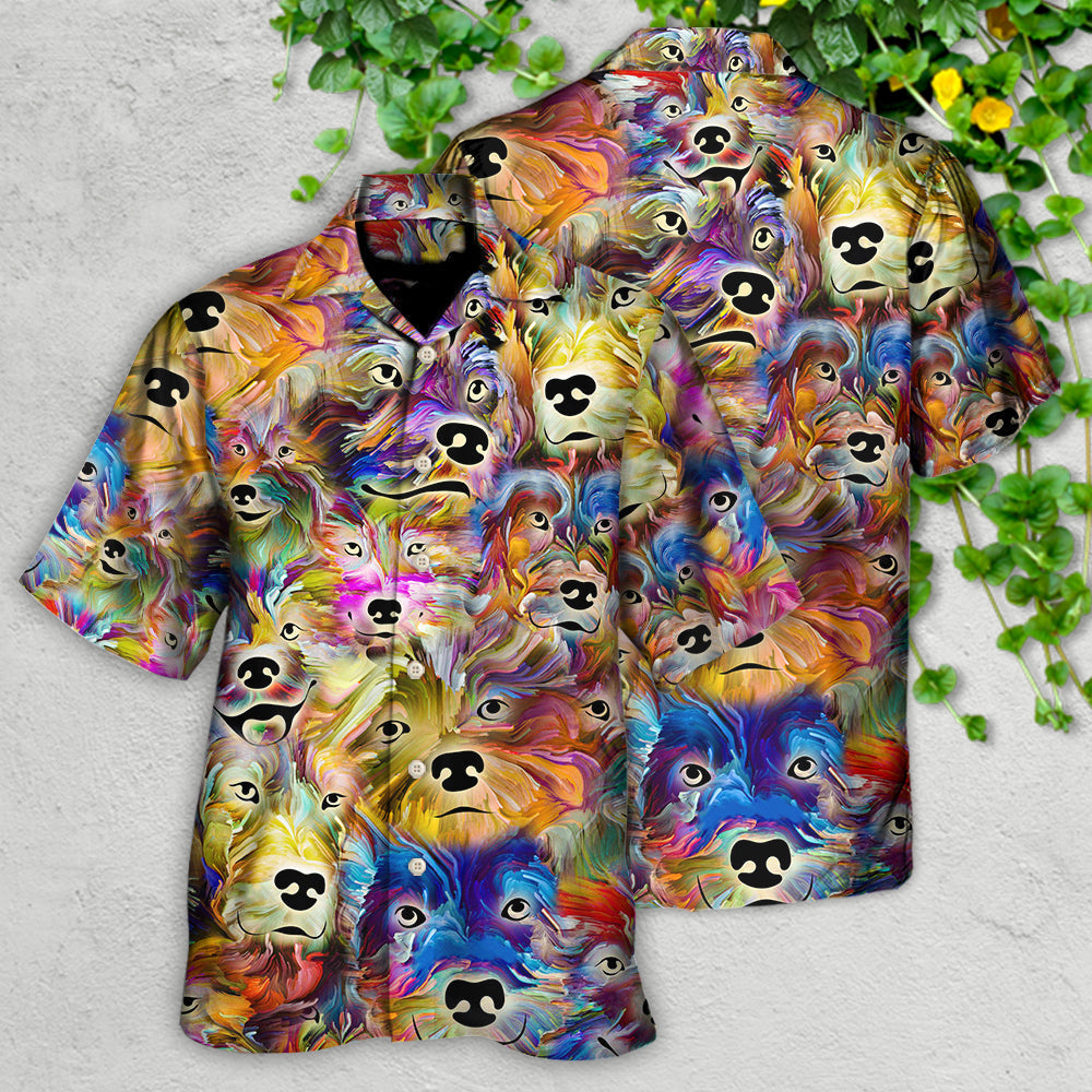 Watercolor Dog Memory Hawaiian Shirt Artwork Detail For Resort Trips And Outdoor Activities