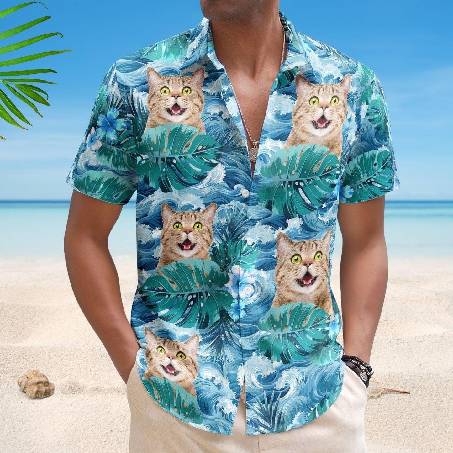 Funny Big Wave Aloha Custom Face Photo Hawaiian Shirt For Warm Weather Outings, Beach Days, And Relaxed Tropical Style