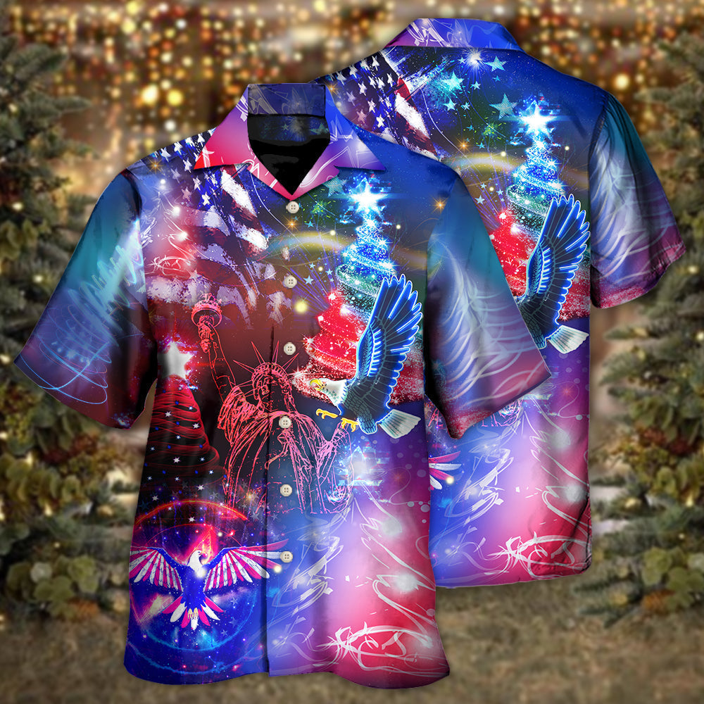 Happy American Christmas Everything Hawaiian Shirt Artwork Detail For Tropical Trips And Casual Outings