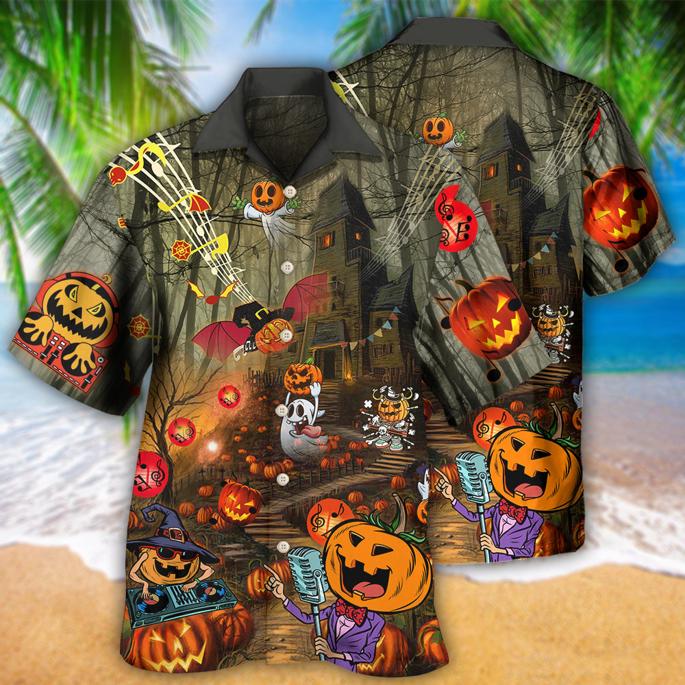 Music Halloween Fantasy Party Hawaiian Shirt Design View For Casual Summer Styling