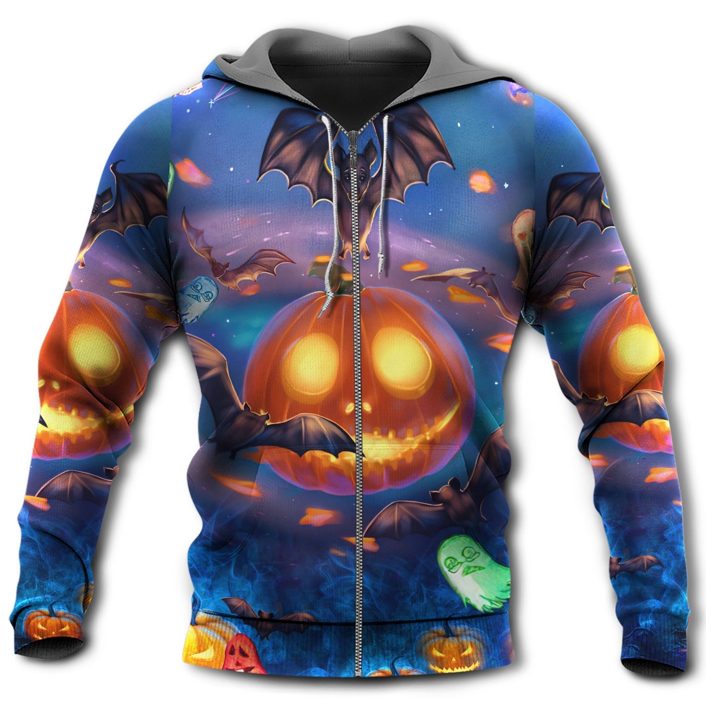Halloween Glowing Pumpkins Night Hoodie For Spooky Season Travel And Thoughtful Halloween Gifting