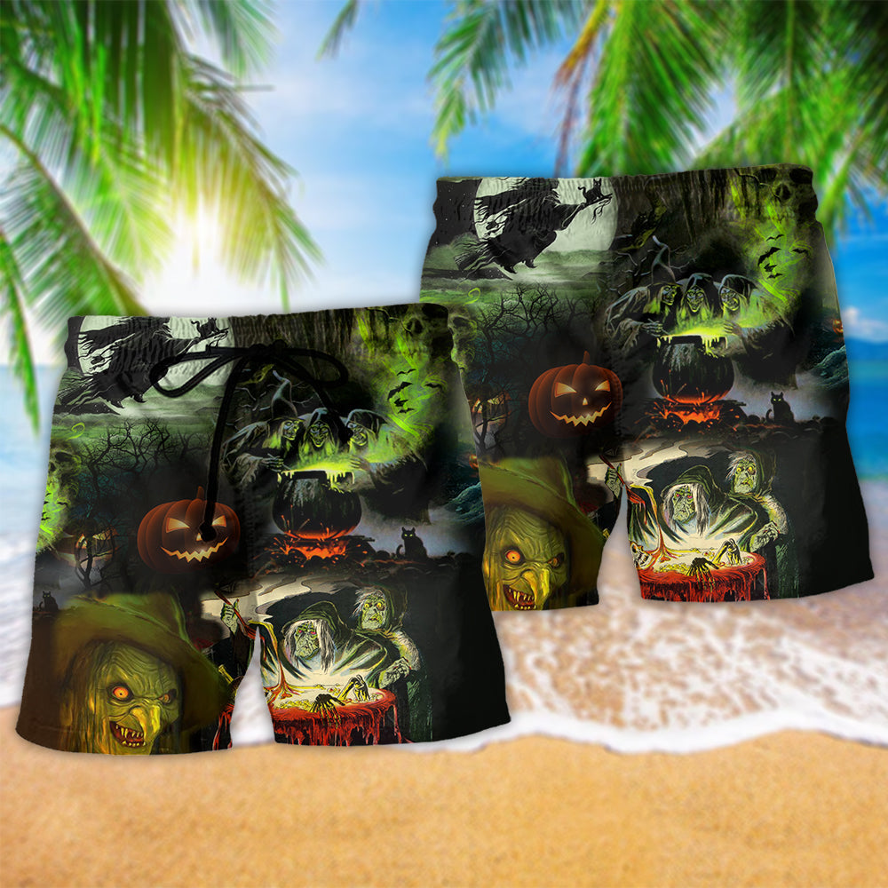 Witches Noticed Halloween Beach Shorts Pattern Detail For Relaxed Weekends And Travel Ready Comfort