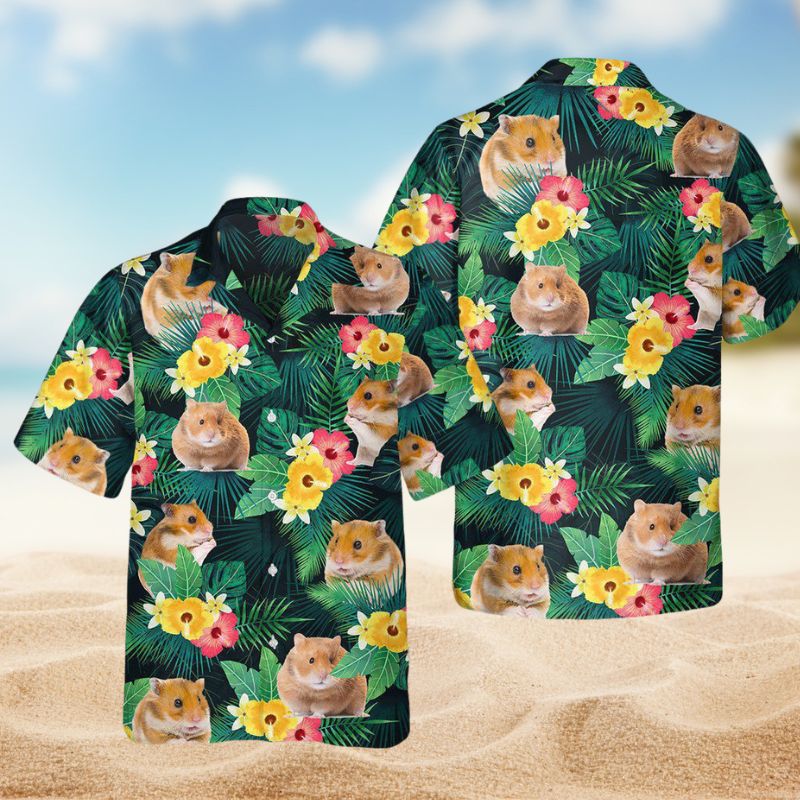 Tropical Summer Hamsters Hawaiian Shirt For Beach Days, Coastal Adventures, And Thoughtful Gift Giving
