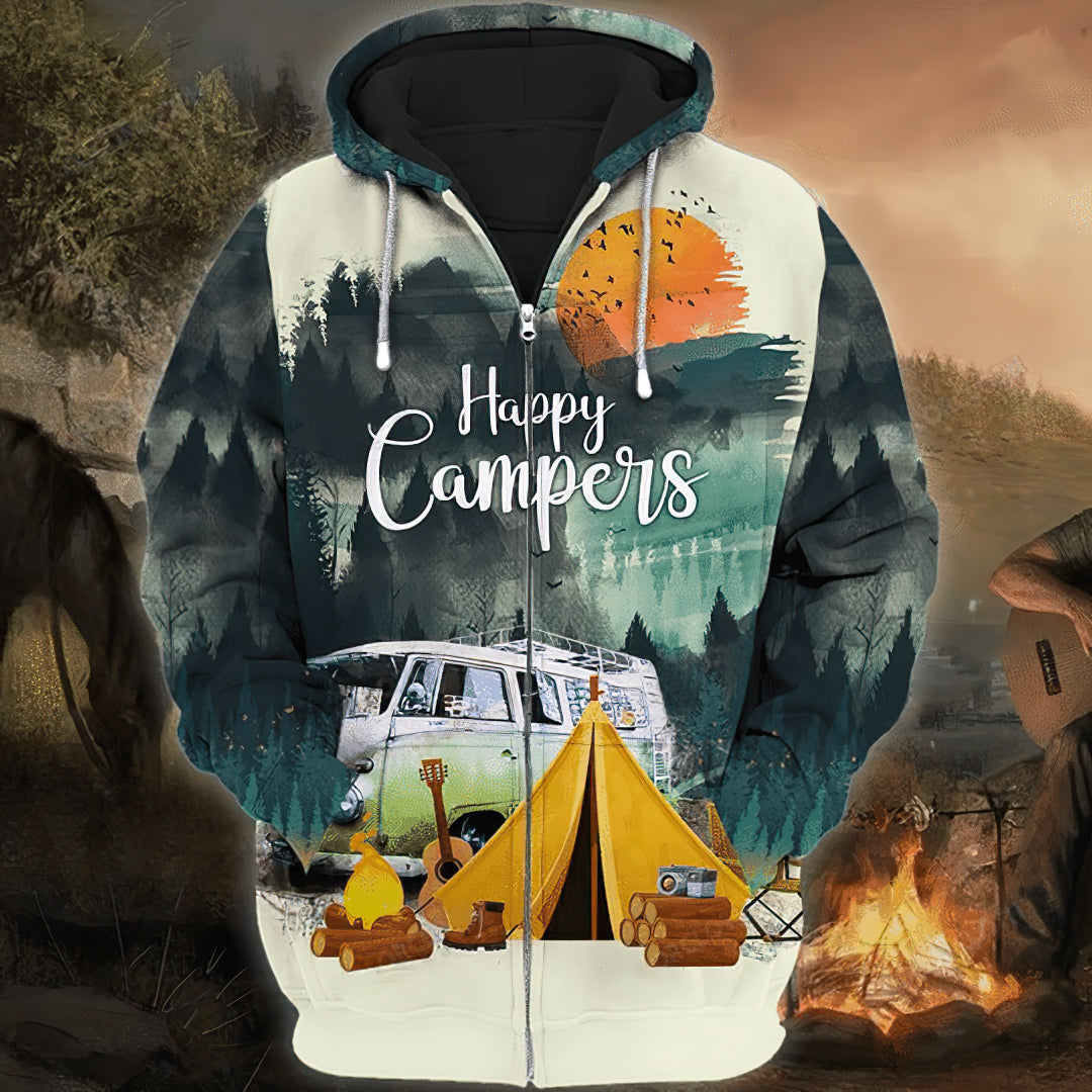 Happy Campers Hoodie For Travel Days Outdoor Events And Thoughtful Gifts