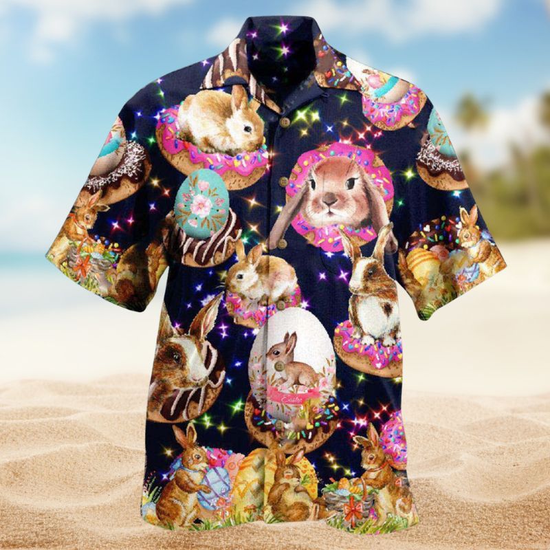 Happy Easter With Sweet Doughnuts Hawaiian Shirt For Summer Vacation Beach Travel And Relaxed Casual Wear