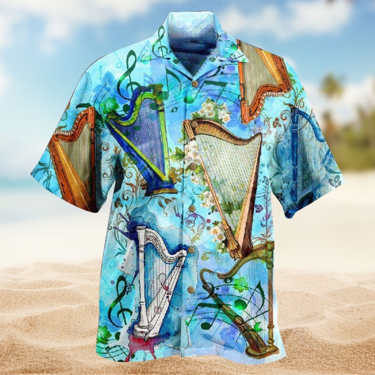 Music Harp Is My Life Hawaiian Shirt For Summer Gatherings Island Travel And Comfortable Casual Wear