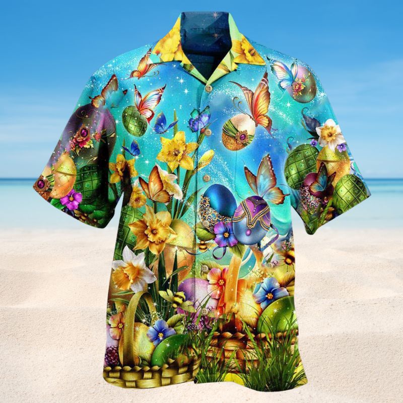 Easter Have A Blessed Butterfly Hawaiian Shirt For Summer Vacation Beach Travel And Relaxed Casual Wear