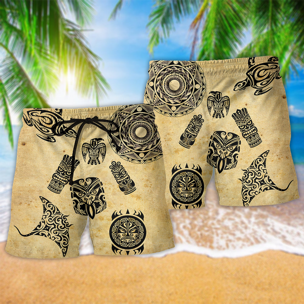 Hawaii Hawaiian Culture Vintage Hawaiian Print Beach Shorts For Resort Trips And Poolside Style