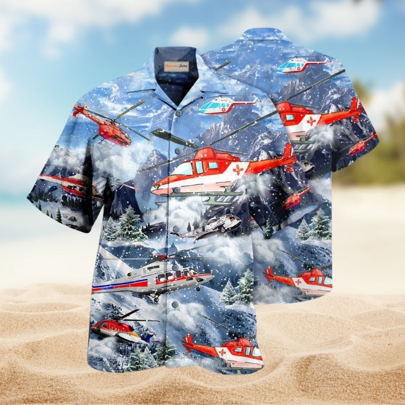 Rescue Helicopter Hawaiian Shirt For Vacation Adventures Beach Events And Relaxed Warm Weather Style
