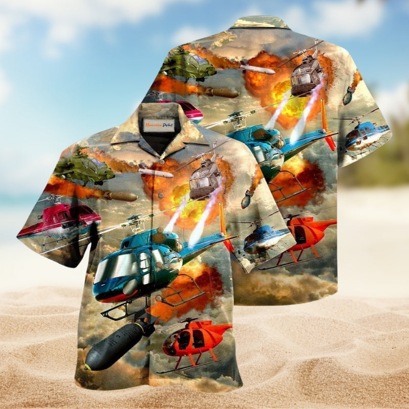 Helicopter Ride Adventure Hawaiian Shirt For Resort Getaways Outdoor Parties And Everyday Summer Wear