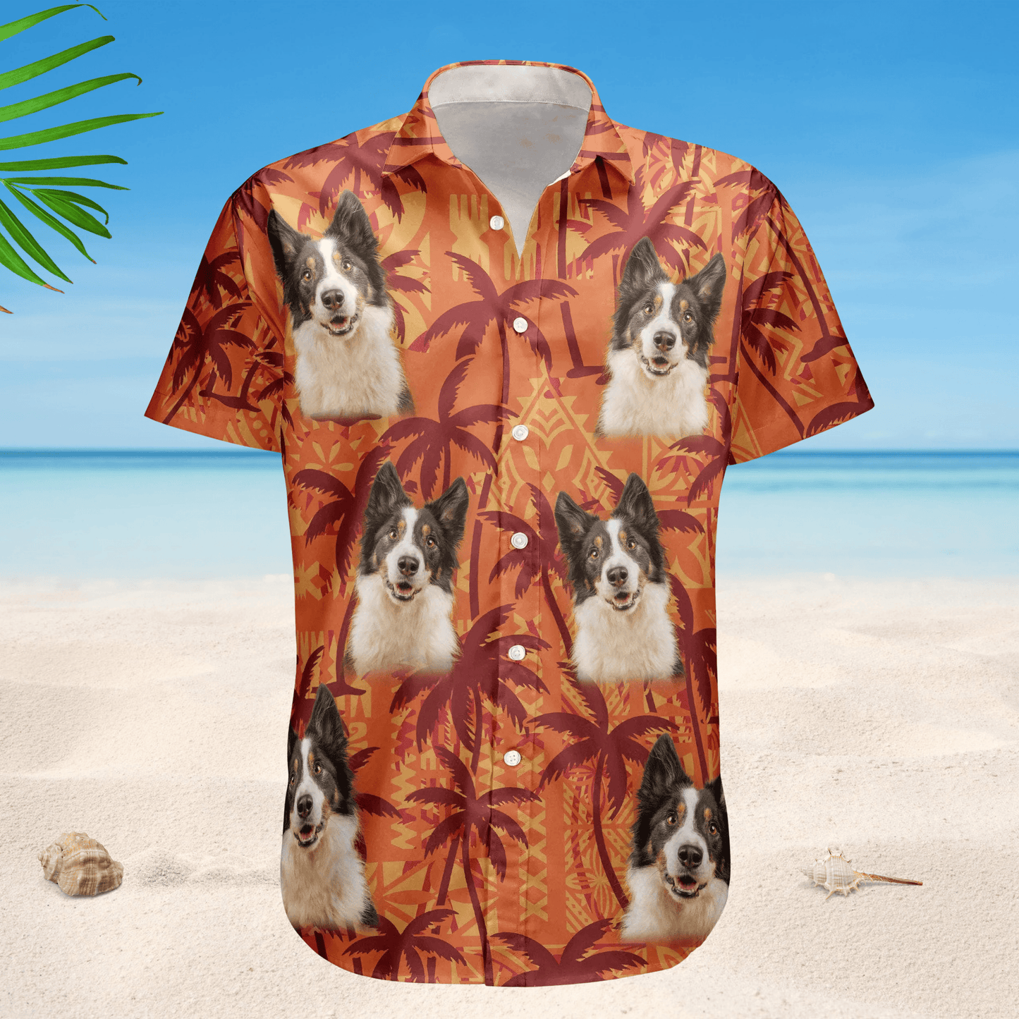 Funny Tropical Custom Pet Photo Palm Trees Hawaiian Shirt For Nature Lovers And Coastal Travel