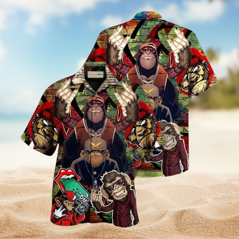 Hip Hop Monkey Dream Big And Dare To Fail Hawaiian Shirt For Coastal Vacations Live Music Fans And Everyday Wear