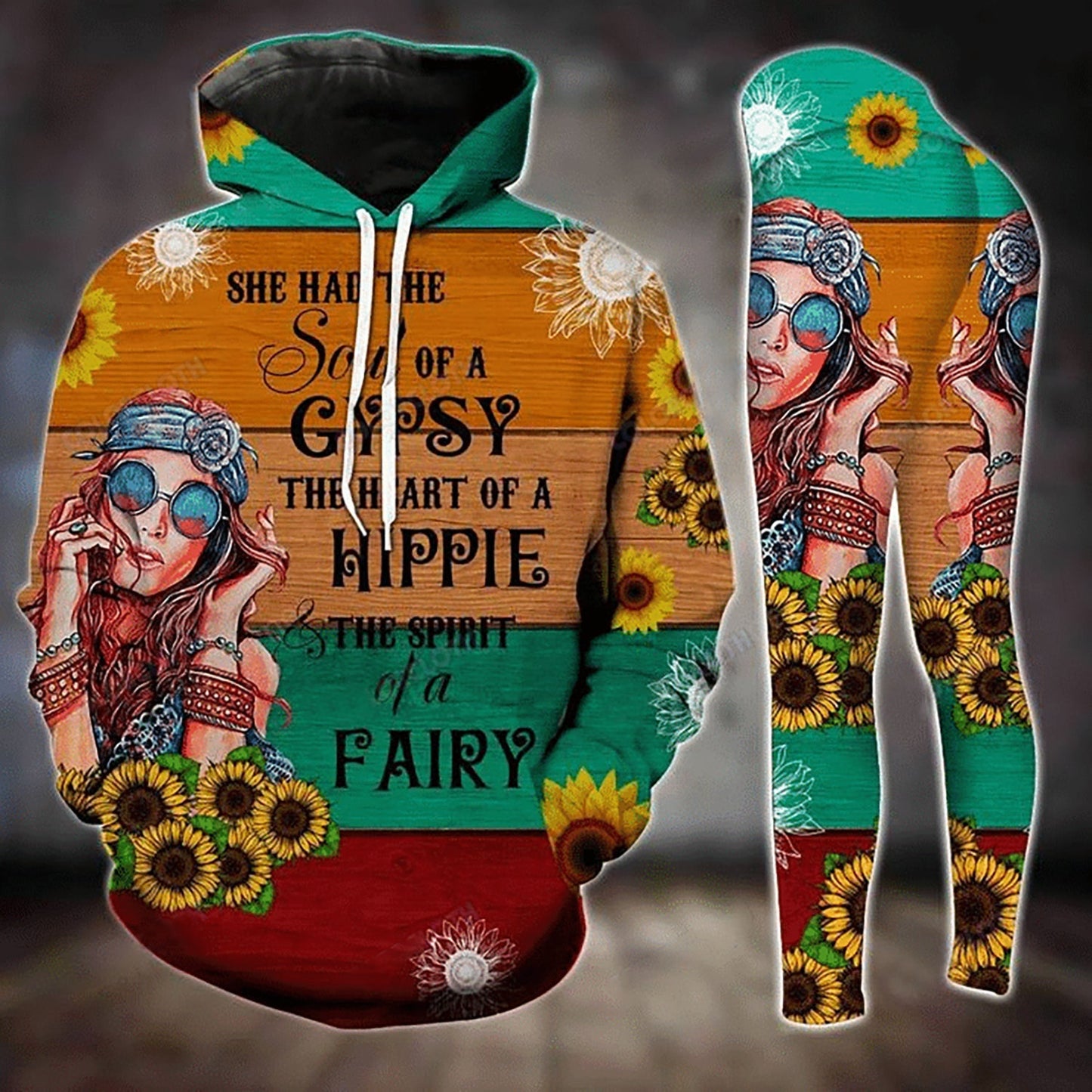 Hippie Girl Sunflower Hoodie For Free Spirit Outings Holidays And Relaxed Layering