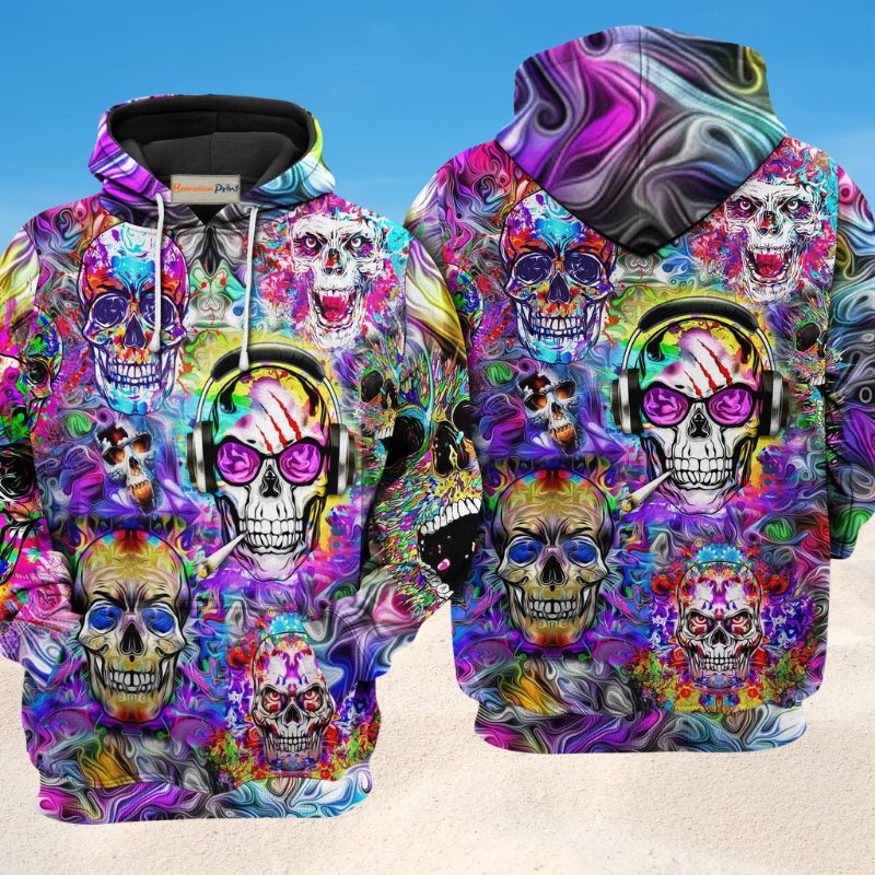 Hippie Floral Colorful Skull Hoodie For Bohemian Streetwear Festivals Travel And Everyday Comfort