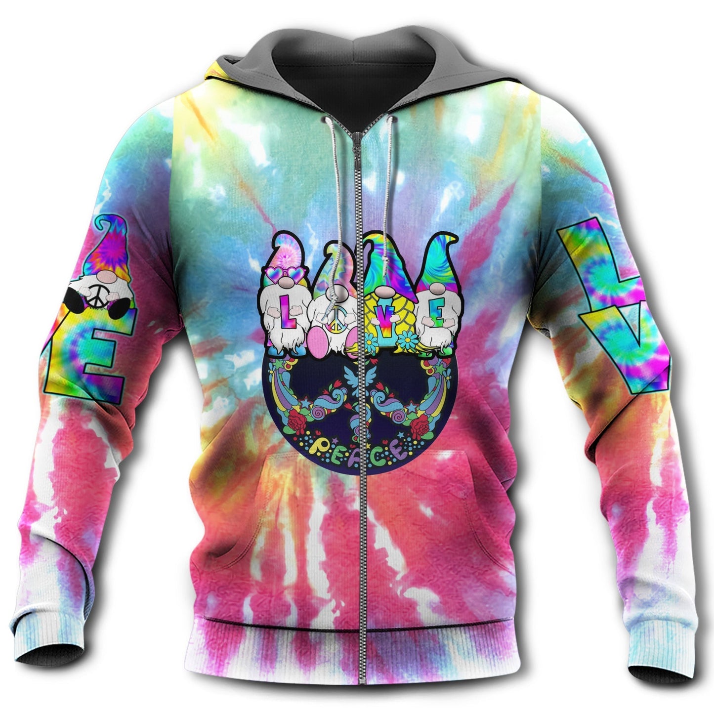 Hippie Peace Full Color Hoodie For Bohemian Streetwear Festivals Travel And Everyday Comfort