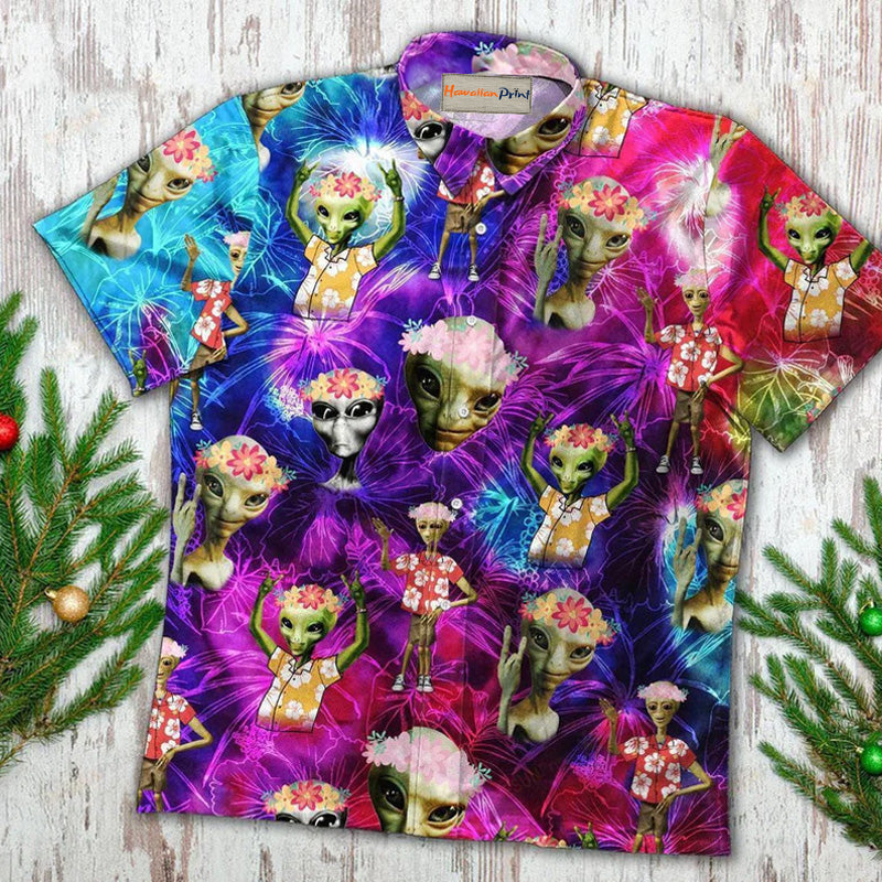 Bohemian Neon Vintage Peace Hawaiian Shirt For Beach Parties And Weekend Getaways