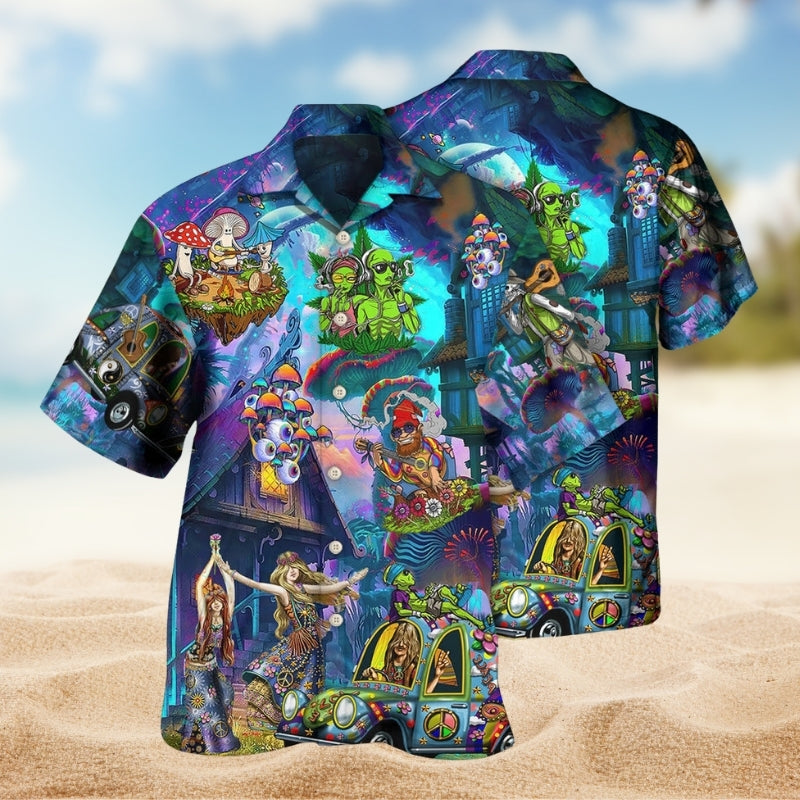 Hippie Peace Hawaiian Shirt For Island Getaway And Summer Event Style