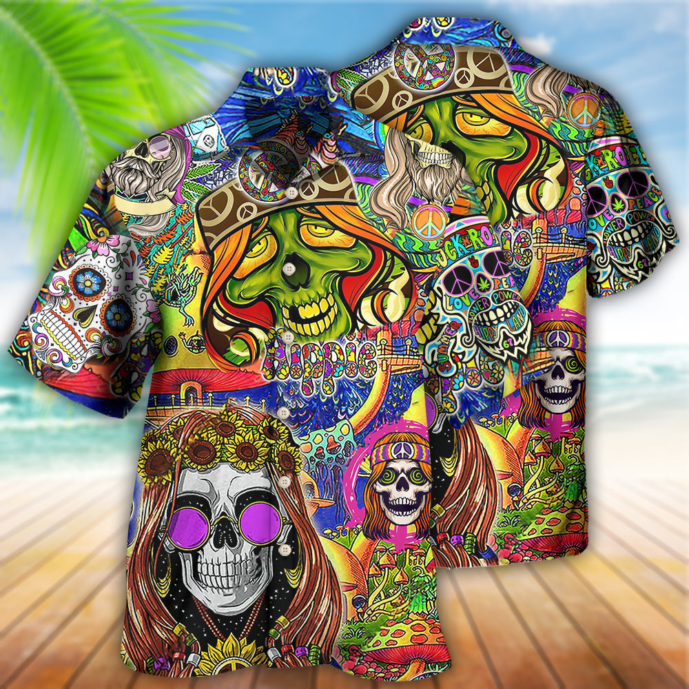 Bohemian Vintage Skull Rock Spirit Hawaiian Shirt Pattern Detail For Summer Holidays And Outdoor Fun