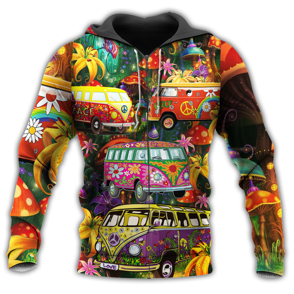 Hippie Funny Peace Bus Hoodie For Relaxed Streetwear Outdoor Gatherings And Travel