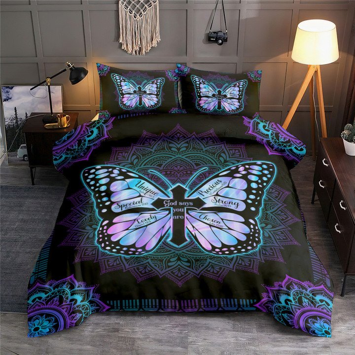 God Butterfly Hologram God Says You Are Bedding Cover For Faith Bedroom Decor