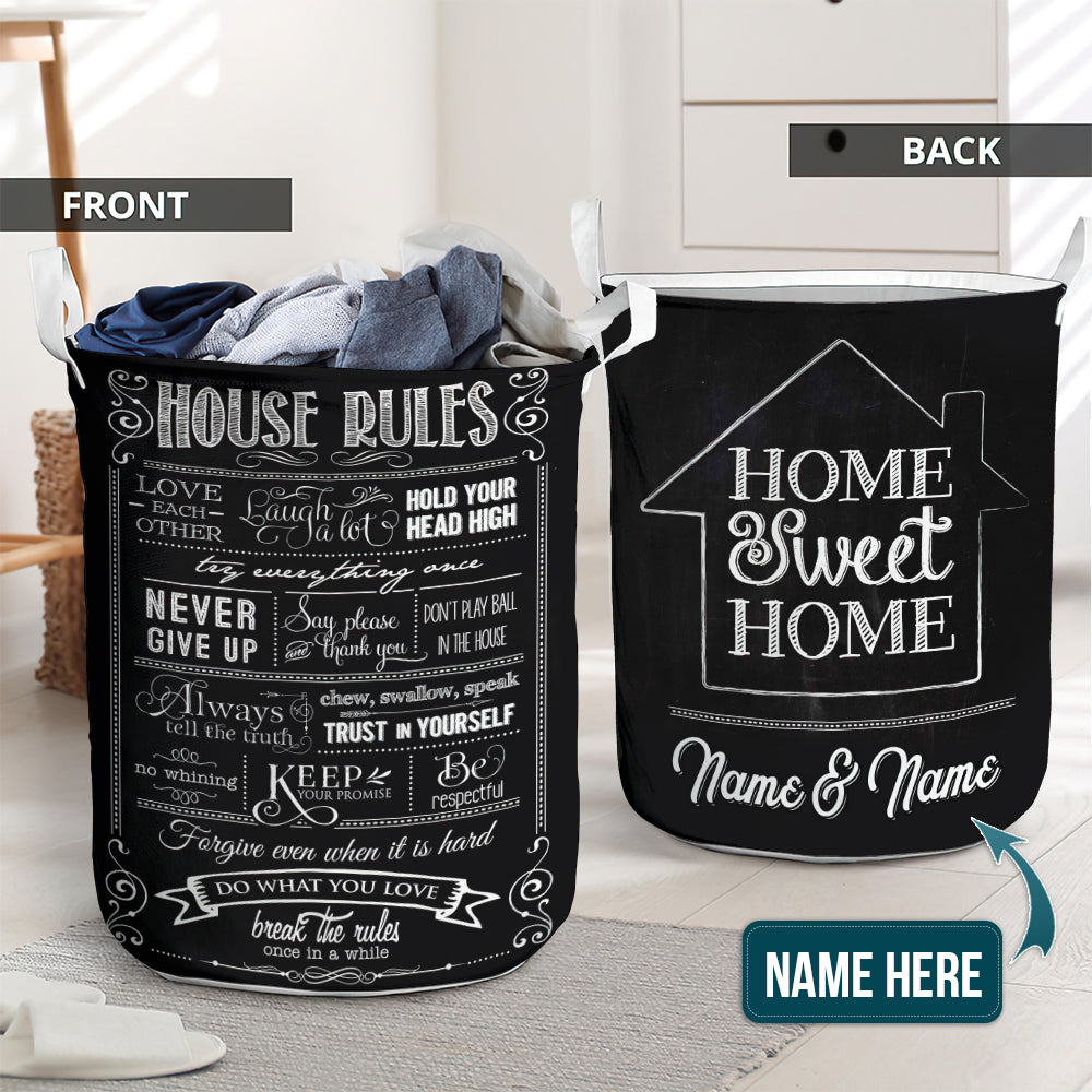 Home Sweet Home House Rules Laundry Basket For Bathroom Bedroom Storage