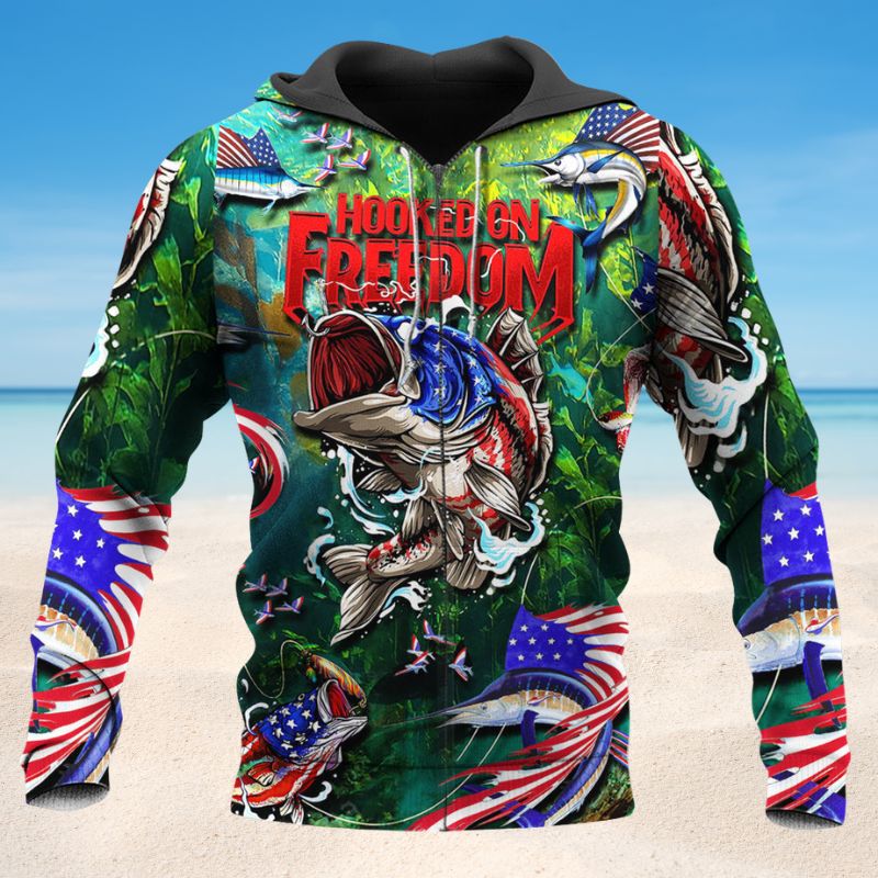Hooked Freedom Fishing Hoodie For Anglers Nature Trips Holidays And Relaxed Layering