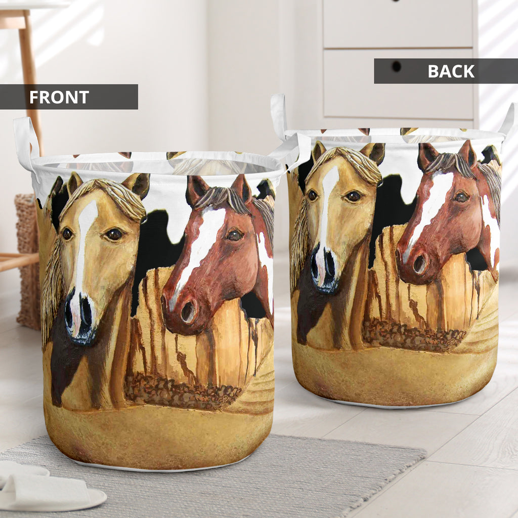 Horse Art Gourds Cute Style Laundry Basket For Bathroom Bedroom Storage