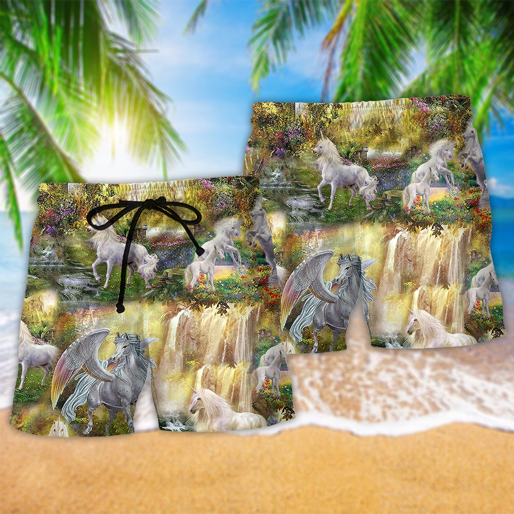 Horse Paradise Beautiful Nature Beach Shorts For Warm Weather Travel And Everyday Comfort