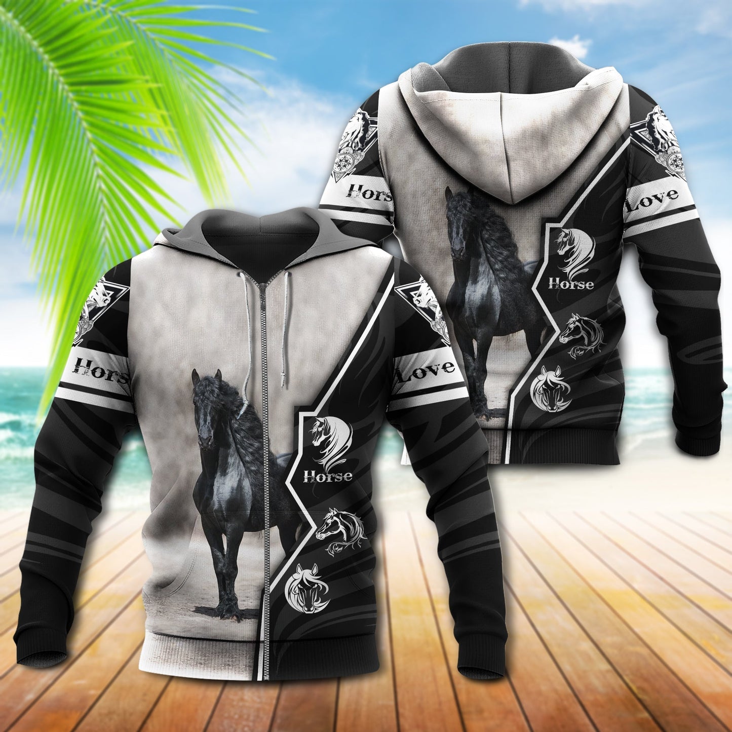 Black Horse Love Hoodie For Country Lifestyle Outdoor Trips And Relaxed Everyday Wear