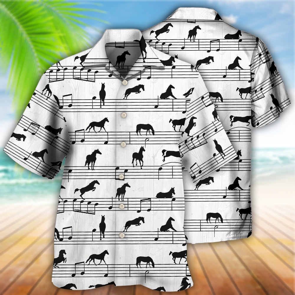 Horse Music Notes Hawaiian Shirt Artwork View For Weekend Travel And Beach Style