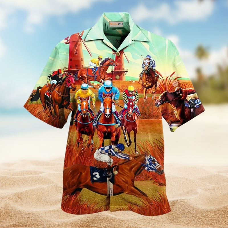 Camping Actually I'M Not Hawaiian Shirt Collar And Front View For Casual Outings