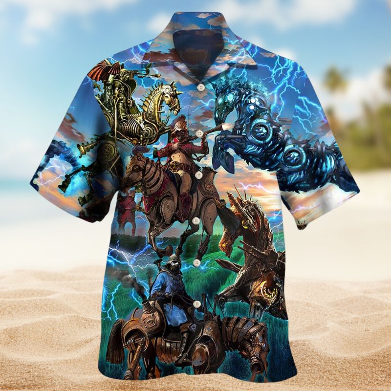 Horse Steampunk Mechanical Hawaiian Shirt For Island Vacations, Casual Events, And Distinctive Seasonal Style