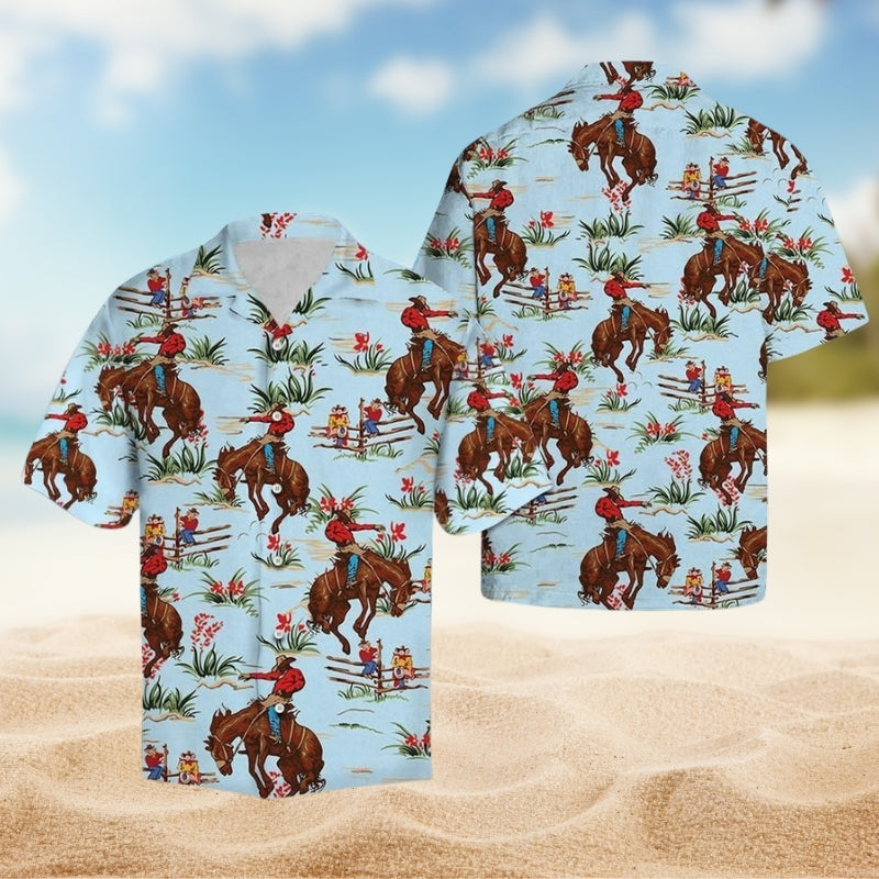 Western Horse Hawaiian Shirt For Island Adventure, Cruise Journey, And Relaxed Resort Style