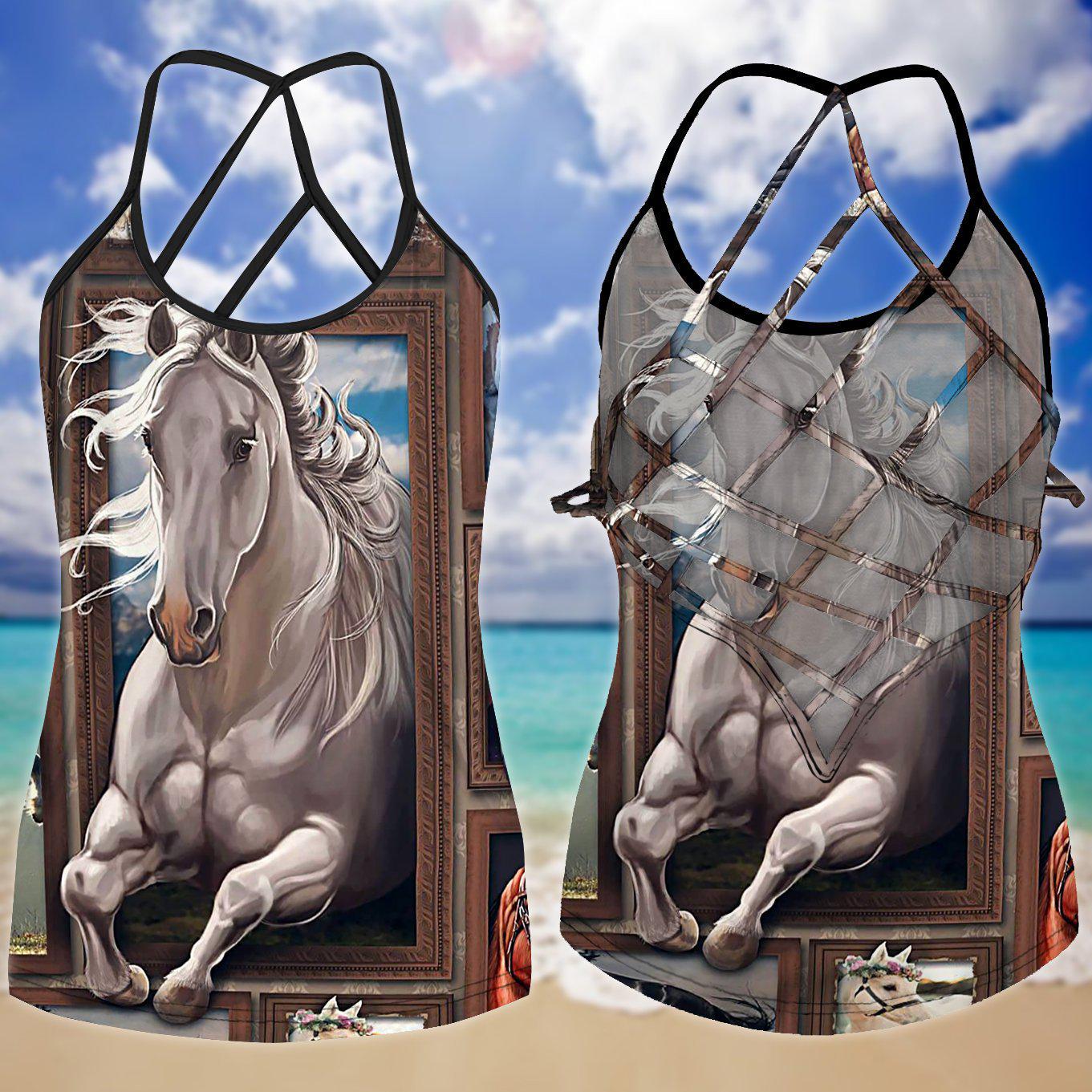 Horses Love And Life Hollow Tank Top For Yoga Workouts And Casual Wear